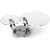 Kinetic Coffee Table in Tempered Glass & Polished Metal